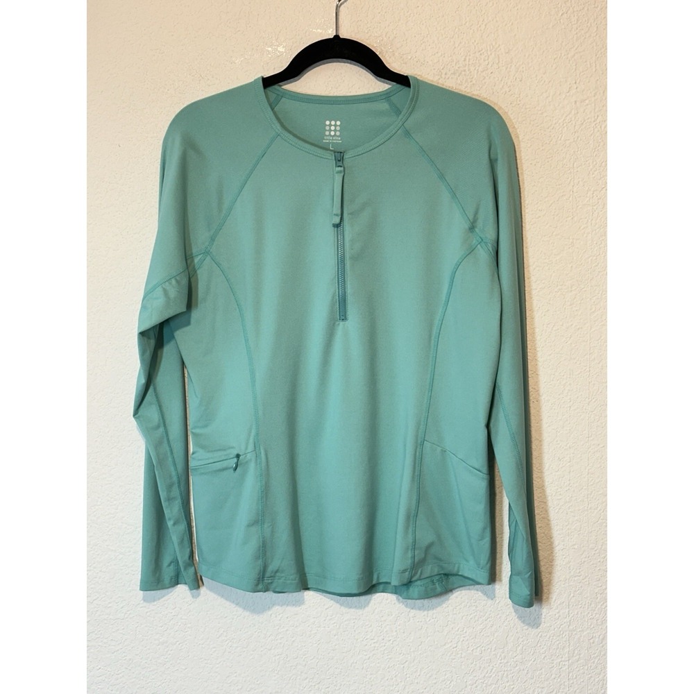 Title Nine Top Large Sunbuster 1/2 Zip Sun Shirt Aqua Long Sleeve Golf Outdoors